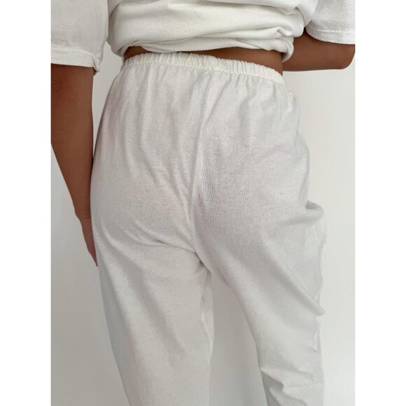 80s vintage white rainbow embellished cotton shirt pants matching two piece set - Picture 9 of 10